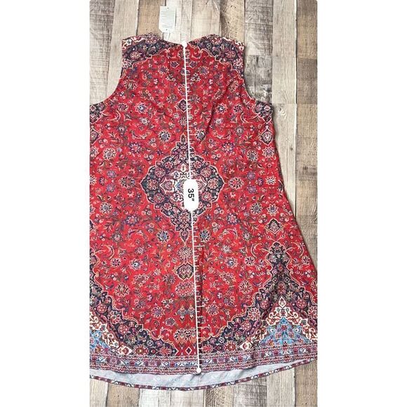 Made With Love Red Floral Pleated Sleeveless A-Line Dress LARGE NWT‎ Romantic - Picture 7 of 9
